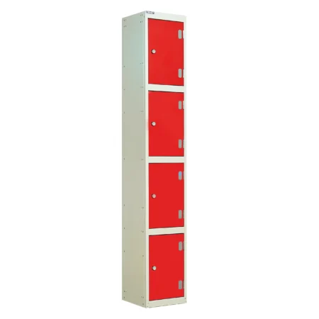 QMP Solid Laminate Door Lockers - 4 Door Spectrum Red