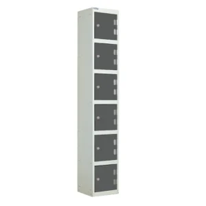 QMP Solid Laminate Door Lockers - 6 Door Graphite Grey