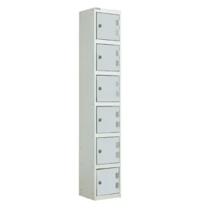 QMP Solid Laminate Door Lockers - 6 Door Light Grey