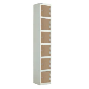 QMP Solid Laminate Door Lockers - 6 Door Oak