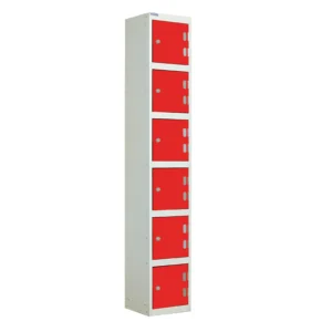 QMP Solid Laminate Door Lockers - 6 Door Spectrum Red