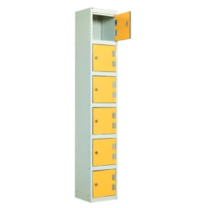 QMP Solid Laminate Door Lockers - 6 Door Spectrum Yellow