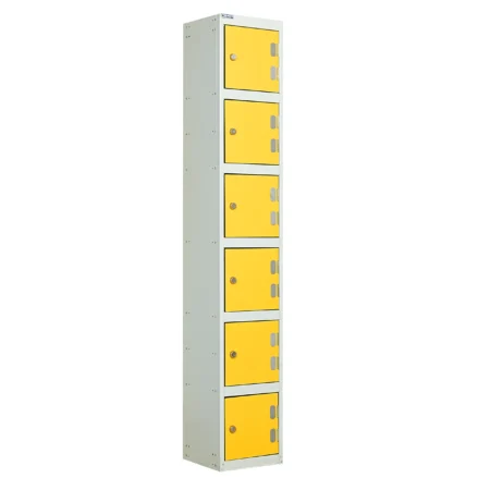 QMP Solid Laminate Door Lockers - 6 Door Spectrum Yellow