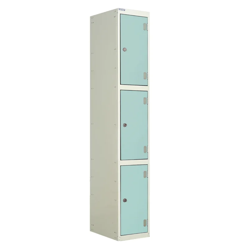 QMP Solid Laminate Door Lockers - 3 Door Aquamarine