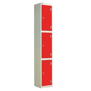 QMP Laminate Splash Lockers - 3 Door Spectrum Red