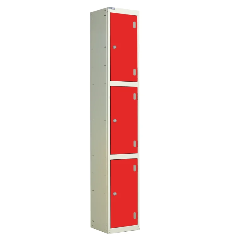 QMP Laminate Splash Lockers - 3 Door Spectrum Red