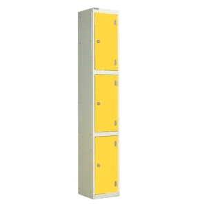 QMP Laminate Splash Lockers - 3 Door Spectrum Yellow