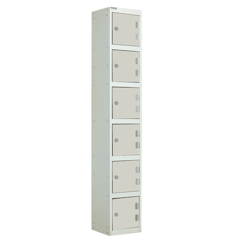 QMP Laminate Splash Lockers - 6 Door Light Grey