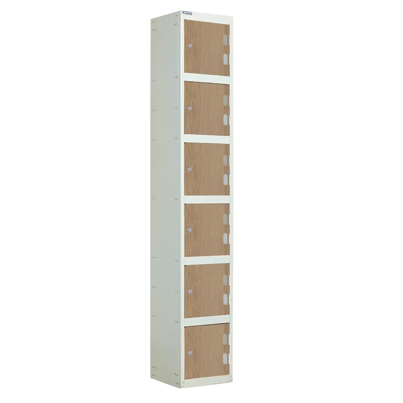 QMP Laminate Splash Lockers - 6 Door Oak