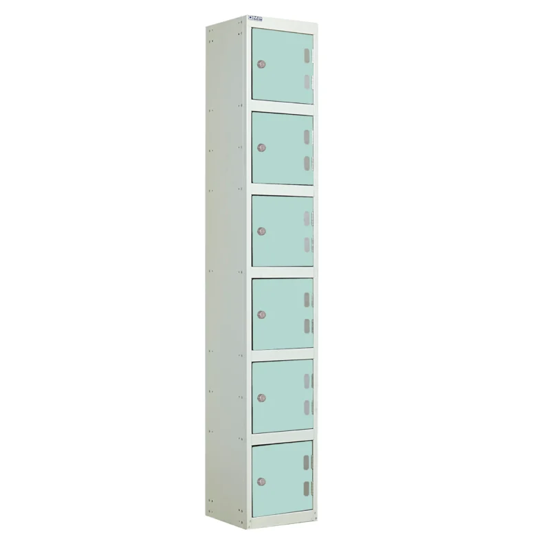 QMP Laminate Splash Lockers - 6 Door Aquamarine