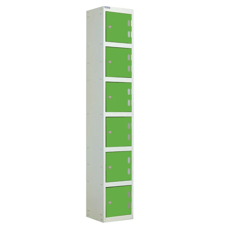 QMP Laminate Splash Lockers - 6 Door Vibrant Green