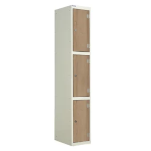 QMP Laminate Splash Lockers - 3 Door Oak