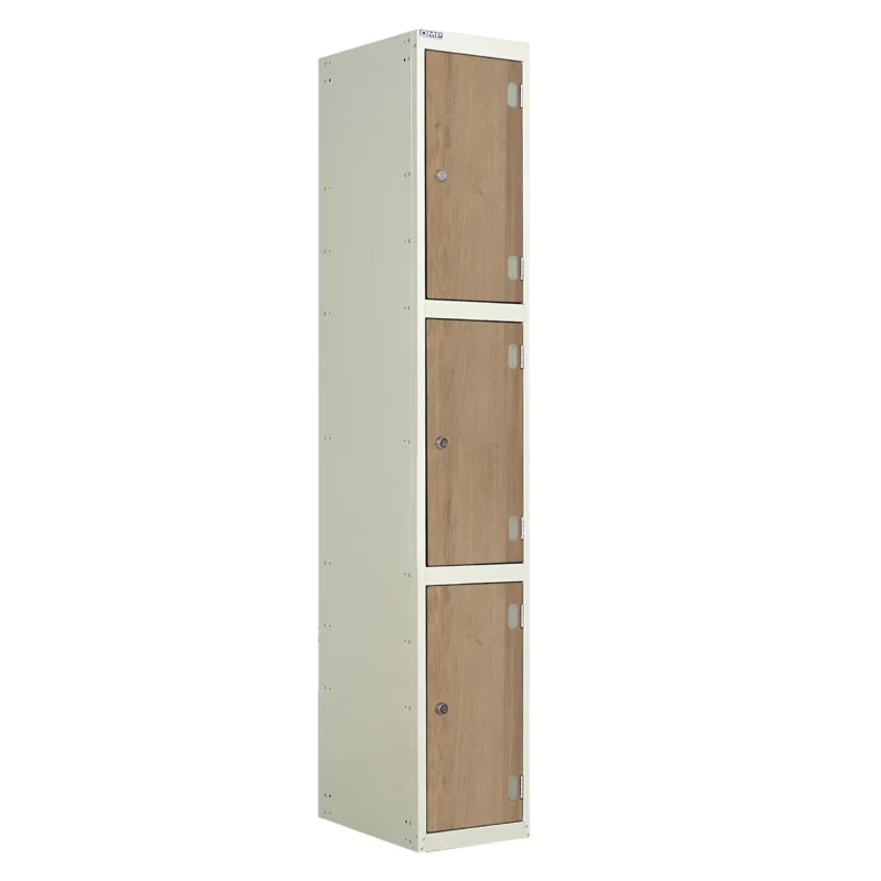 QMP Laminate Splash Lockers - 3 Door Oak