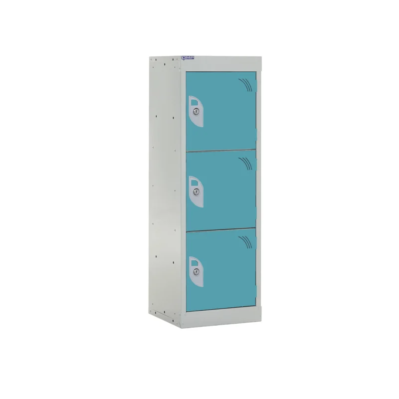 QMP Spectrum School Lockers - 955mm Height - 3 Door Blue