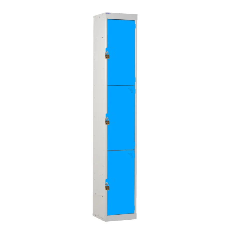 QMP Padlock Lockers - 3 Door Light Blue