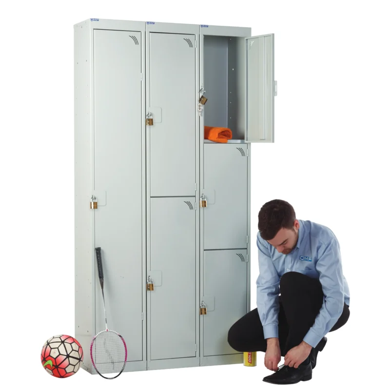 Padlock lockers group in grey