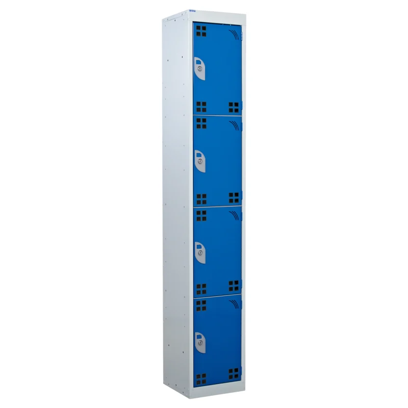 QMP Tool Charging Lockers - 4 Door Perforated Blue