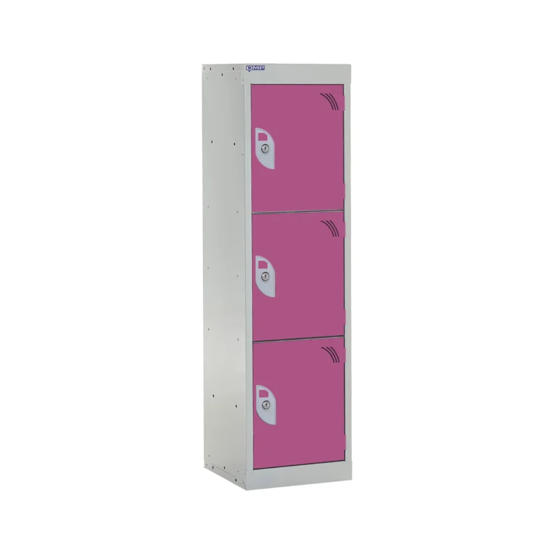 QMP Spectrum School Lockers - 1235mm Height - 3 Door Pink