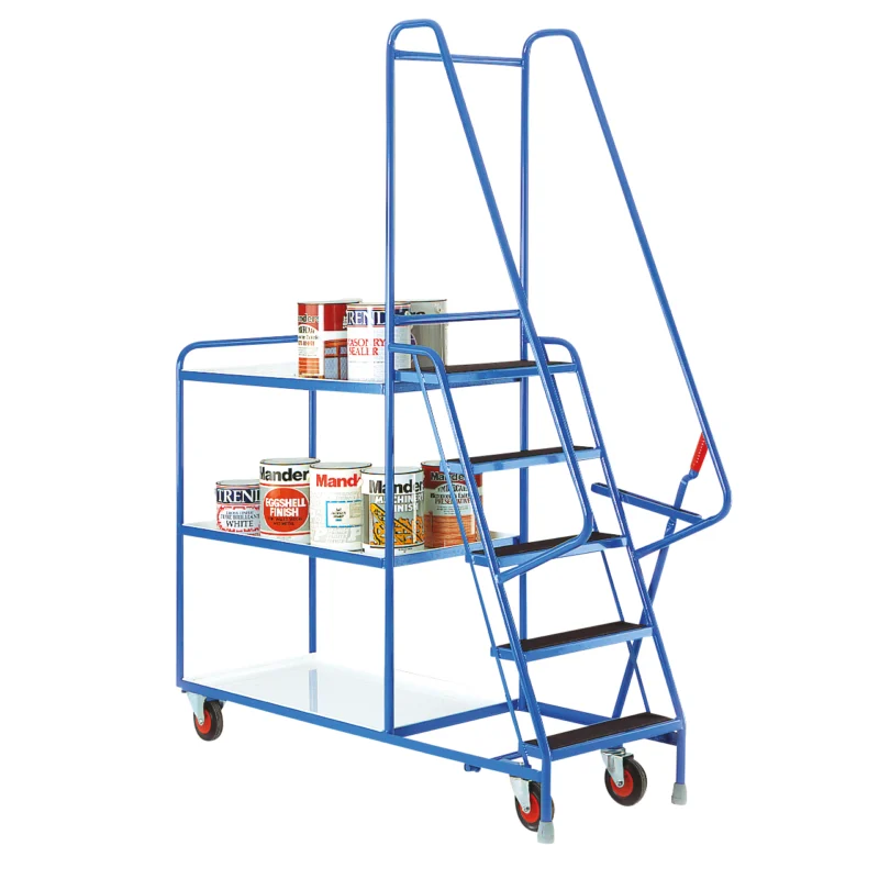 Steptek Heavy Duty Mobile Step Trolley White