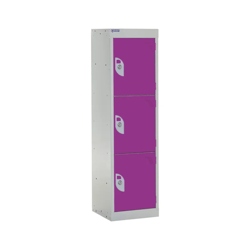 QMP Spectrum School Lockers - 1235mm Height - 3 Door Lilac