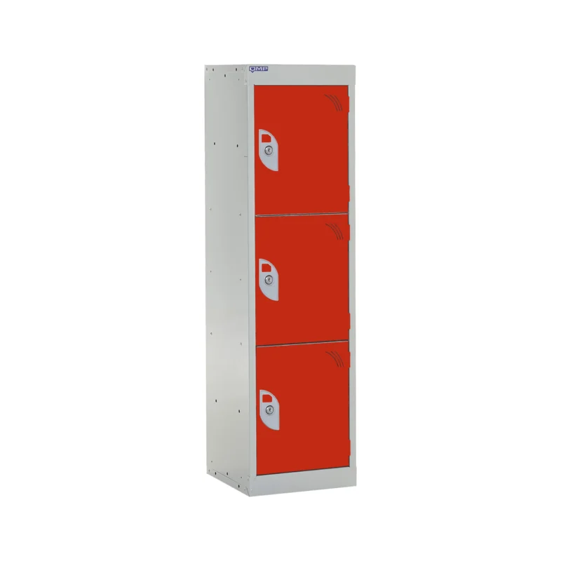 QMP Spectrum School Lockers - 1235mm Height - 3 Door Red