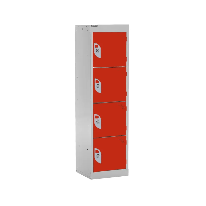 QMP Spectrum School Lockers - 1235mm Height - 4 Door Red