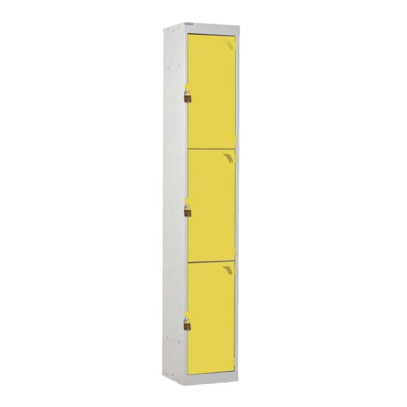 QMP Padlock Lockers - 3 Door Yellow