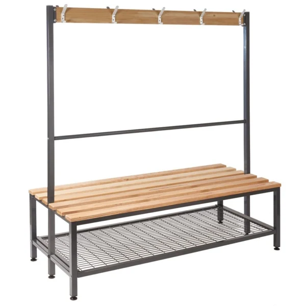 QMP Premium Cloakroom Island Bench | Double Sided | 10 Hooks | Shoe Storage