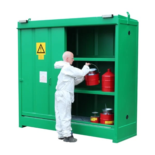 Hazardous Container Store | Sliding Doors | 3000H x 1500W x 2403D Green