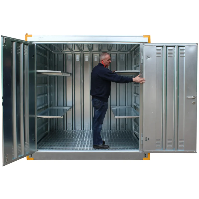 Hazardous Container Store | Galvanised | With Shelving & Sump