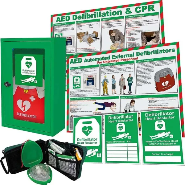 Schiller FRED PA-1 AED | Automatic Defibrillator Bundle | With Wall Cabinet
