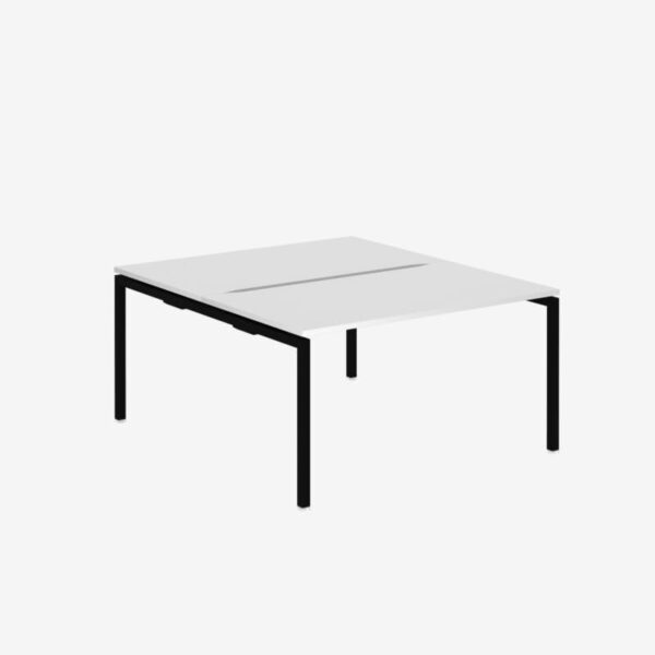 Office Desk With Goalpost Frame | 1400mm | 2 Person Black White