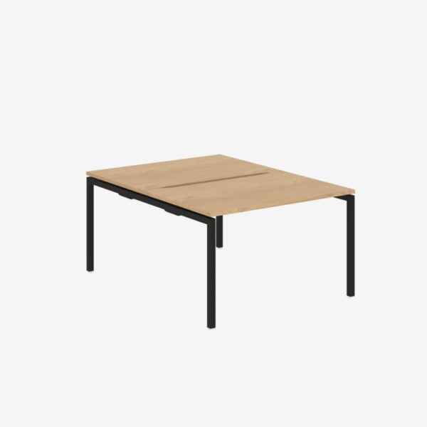 Office Desk With Goalpost Frame | 1200mm | 2 Person Black Oak