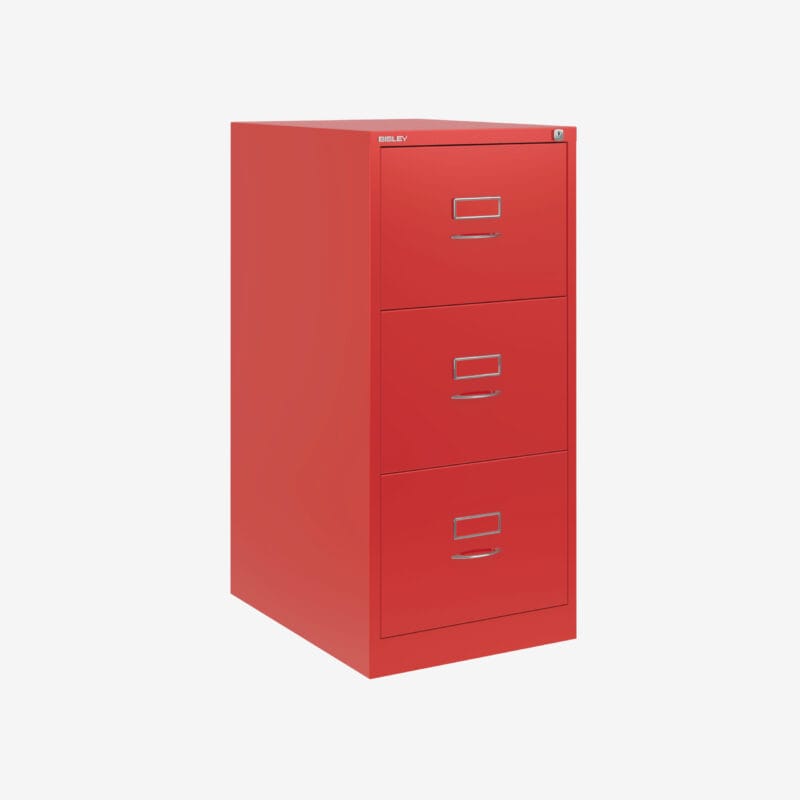 BS Foolscap Traditional Filing Cabinet | 3 Drawer Red