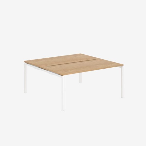 Office Desk With Goalpost Frame | 1600mm | 2 Person White Oak