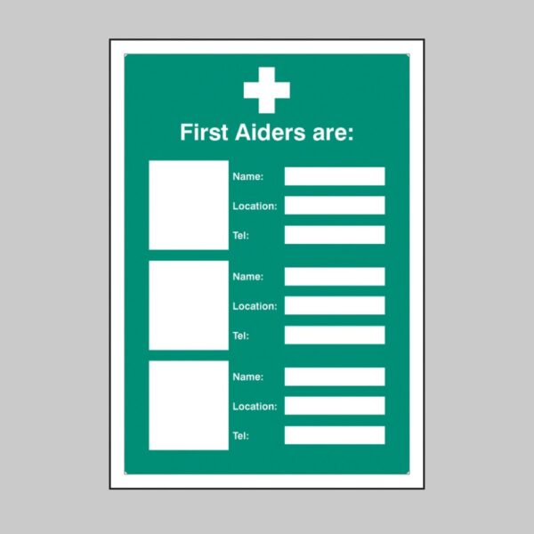 First Aiders Are (Space for 3) - Adapt-a-Sign - Safety Signs