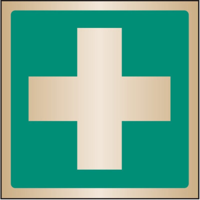 First Aid Symbol - Deluxe Safety Signs Brass