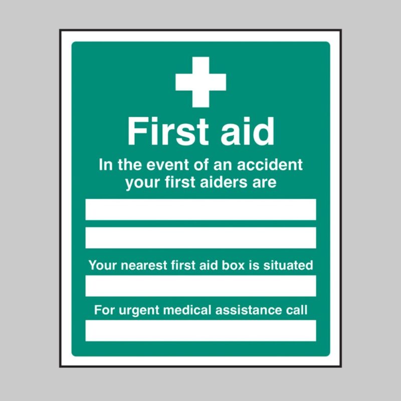 In the Event of an Accident - Your First Aiders are - First Aid Box is - Safety Signs