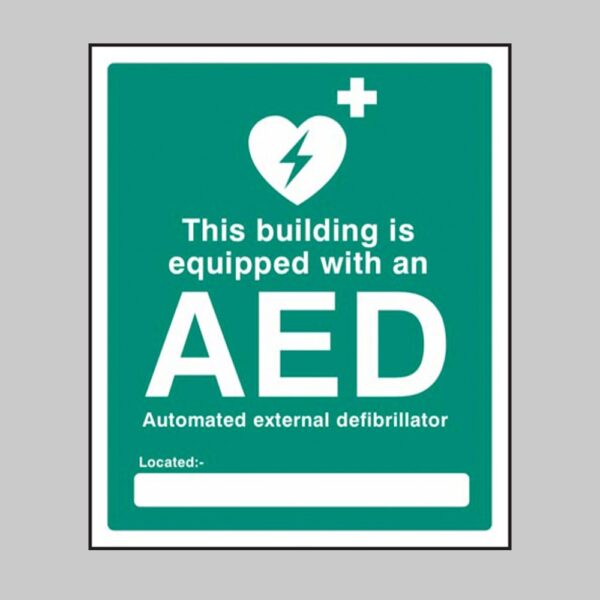 This Building AED Located (Space for Location) - Safety Signs