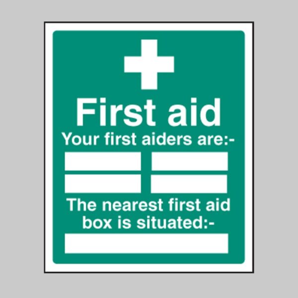 First Aiders Nearest First Aid Box Is Situated - Safety Signs
