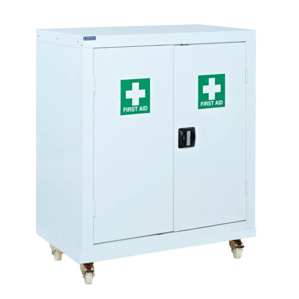 QMP First Aid Mobile Cupboard - 1040H x 900W x 460D