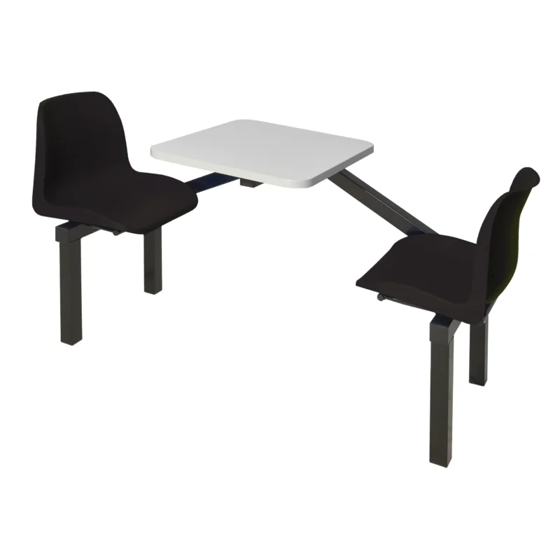 QMP Canteen Seating - Table & Chairs - 2 Seater Unit Black