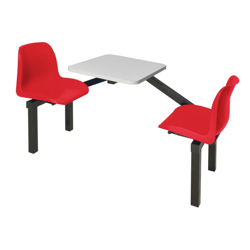 QMP Canteen Seating - Table & Chairs - 2 Seater Unit Red