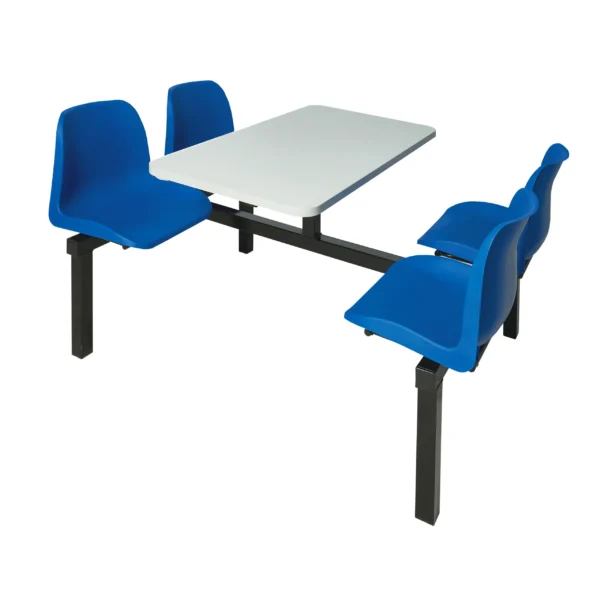 QMP Express Canteen Seating - Table & Chairs - 4 Seater Double Entry Unit Blue