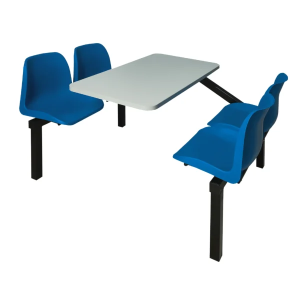 QMP Express Canteen Seating - Table & Chairs - 4 Seater Single Entry Unit Blue