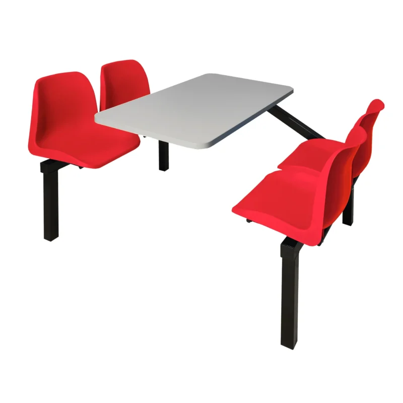 QMP Express Canteen Seating - Table & Chairs - 4 Seater Single Entry Unit Red