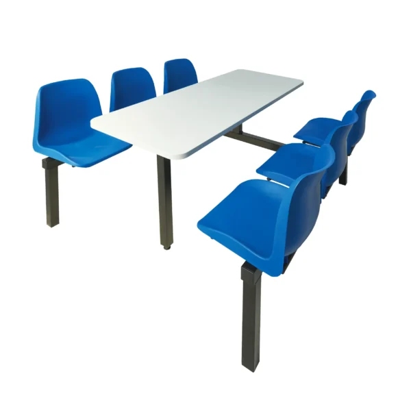 QMP Express Canteen Seating - Table & Chairs - 6 Seater Double Entry Unit Blue