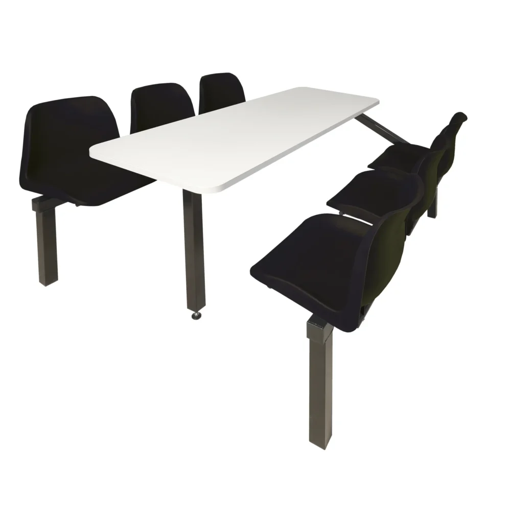 QMP Express Canteen Seating - Table & Chairs - 6 Seater Single Entry Unit Black