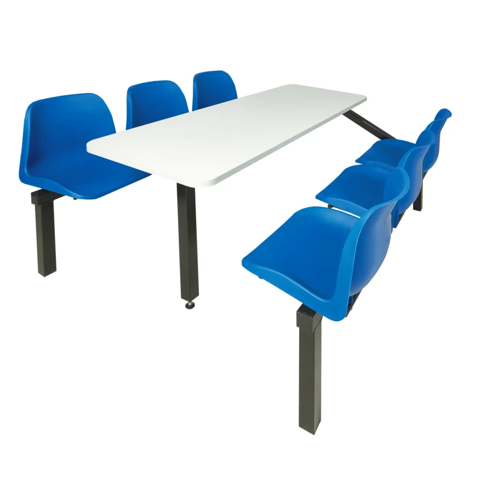 QMP Express Canteen Seating - Table & Chairs - 6 Seater Single Entry Unit Blue