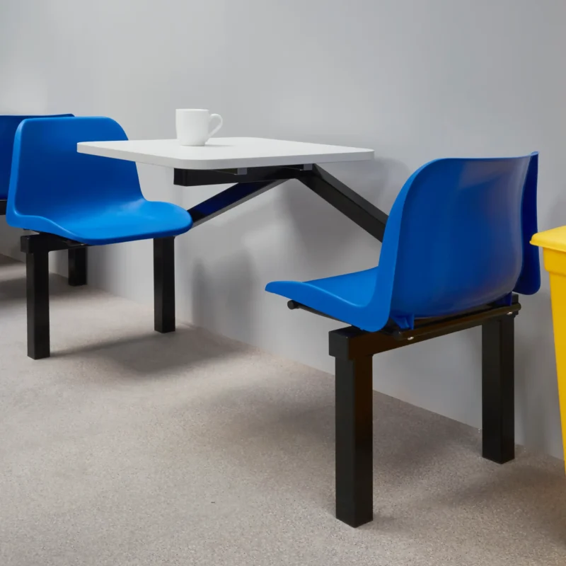 QMP Canteen Seating - Table & Chairs - 2 Seater Unit In Situ Blue